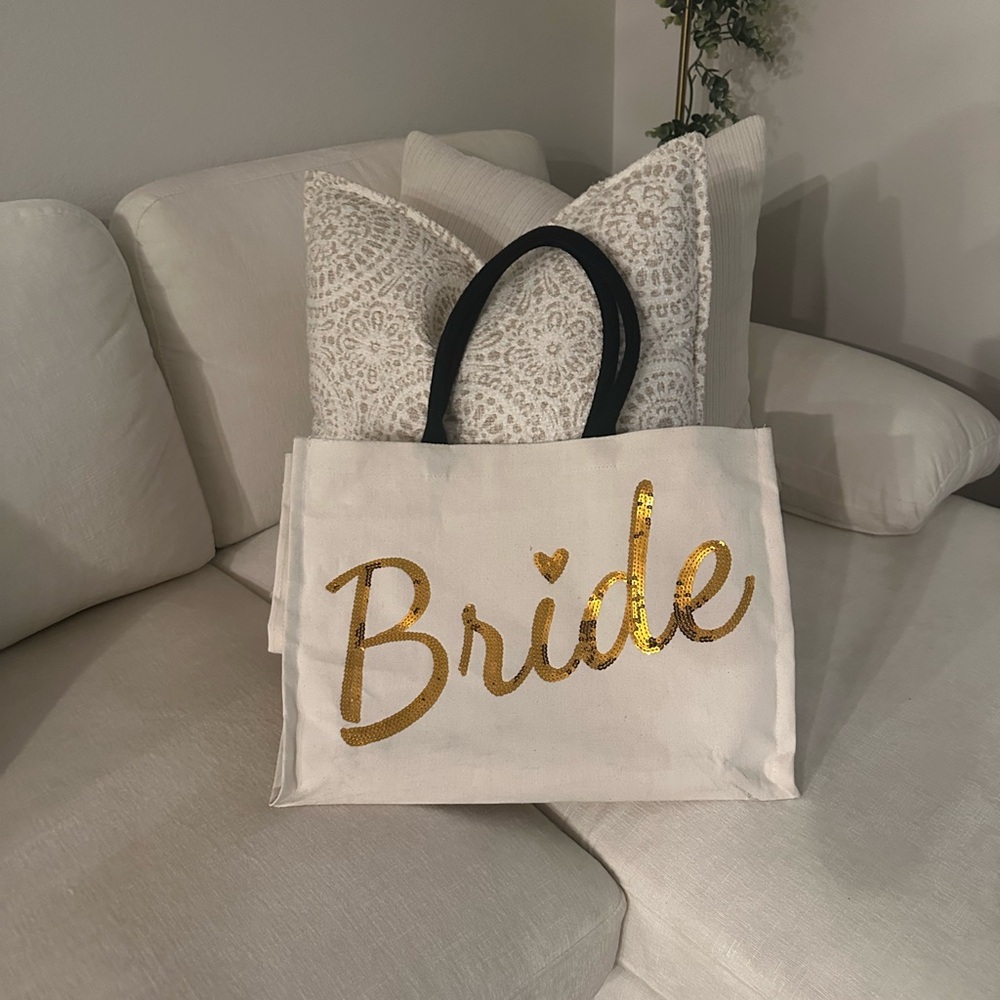 Gold and Black Bride Tote Bag